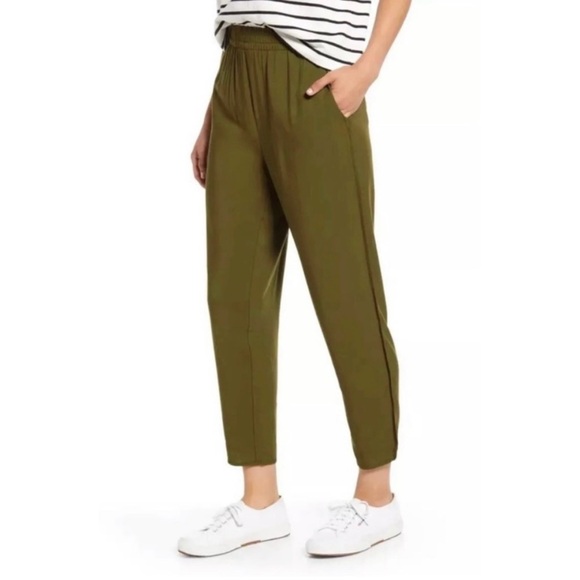Madewell Green Dolphin Hem Ankle Track Pants - Picture 1 of 8